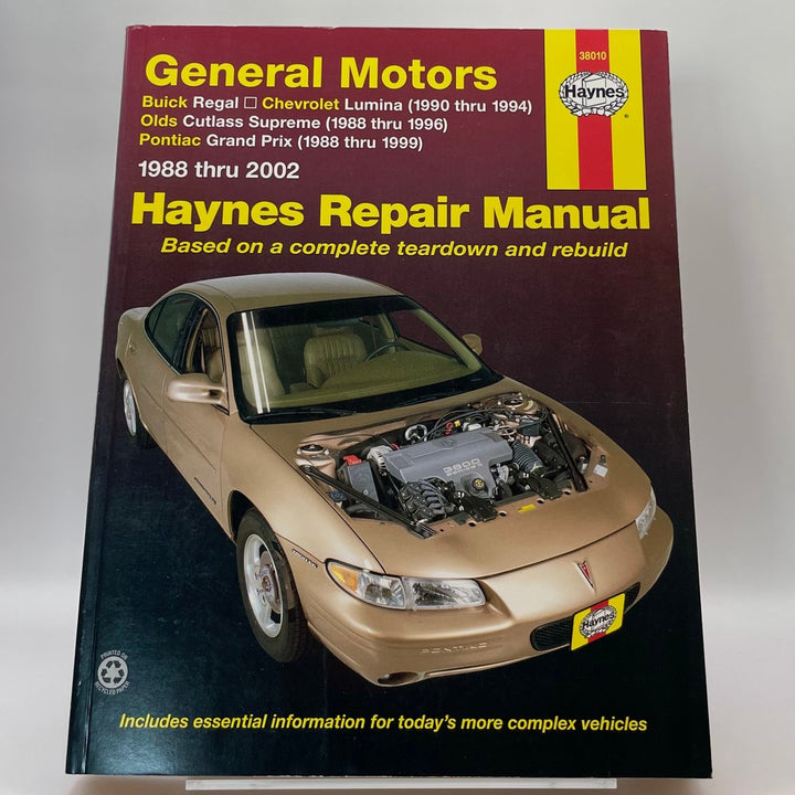 General Motors; Buick Regal (1988 thru 2002); Chevrolet Lumina (1990 thru 1994); Olds Cutlass Supreme (1988 thru 1996); Pontiac Grand Prix (1988 thru 1999); 1988 thru 2002 (Haynes)