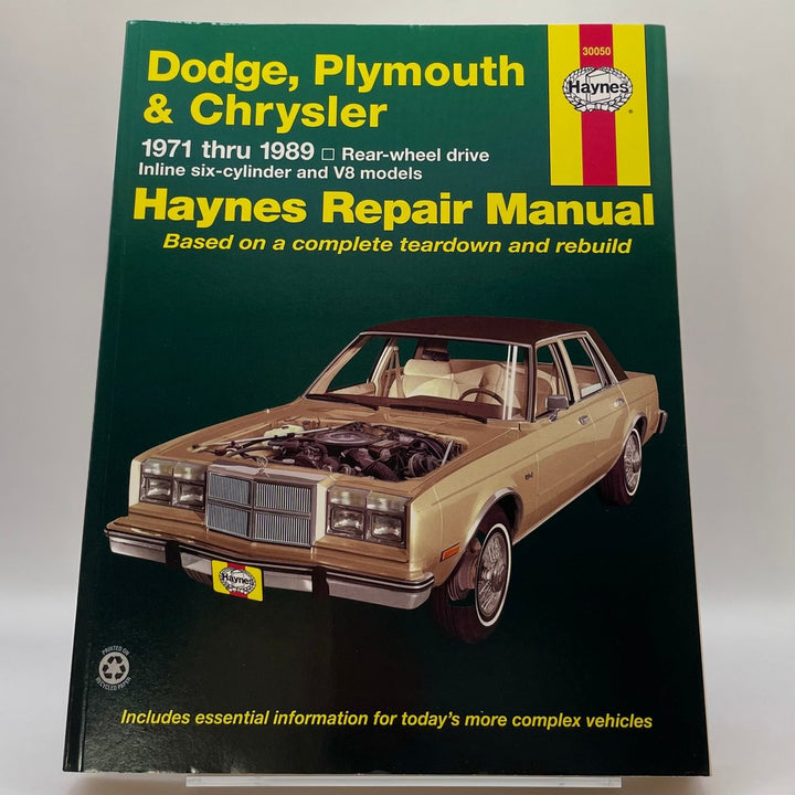 Dodge, Plymouth and Chrysler; 1971 thru 1989; rear-wheel drive; inline six-cylinder and V8 models (Haynes)