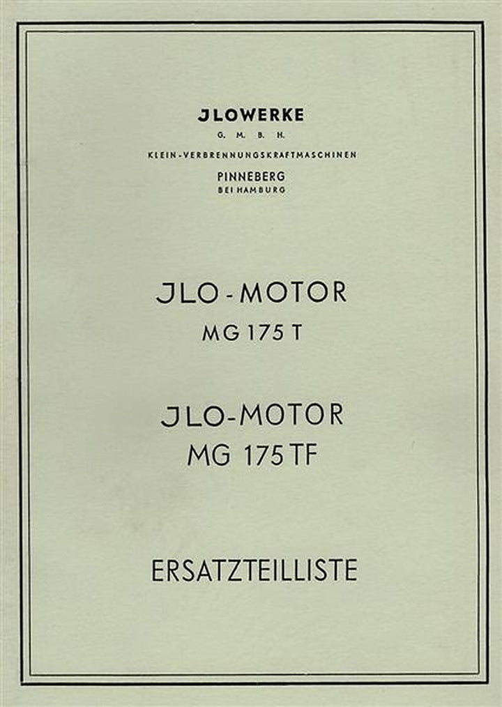 ILO MG175 T und MG175 TF Ersatzteilkatalog, Titelseite