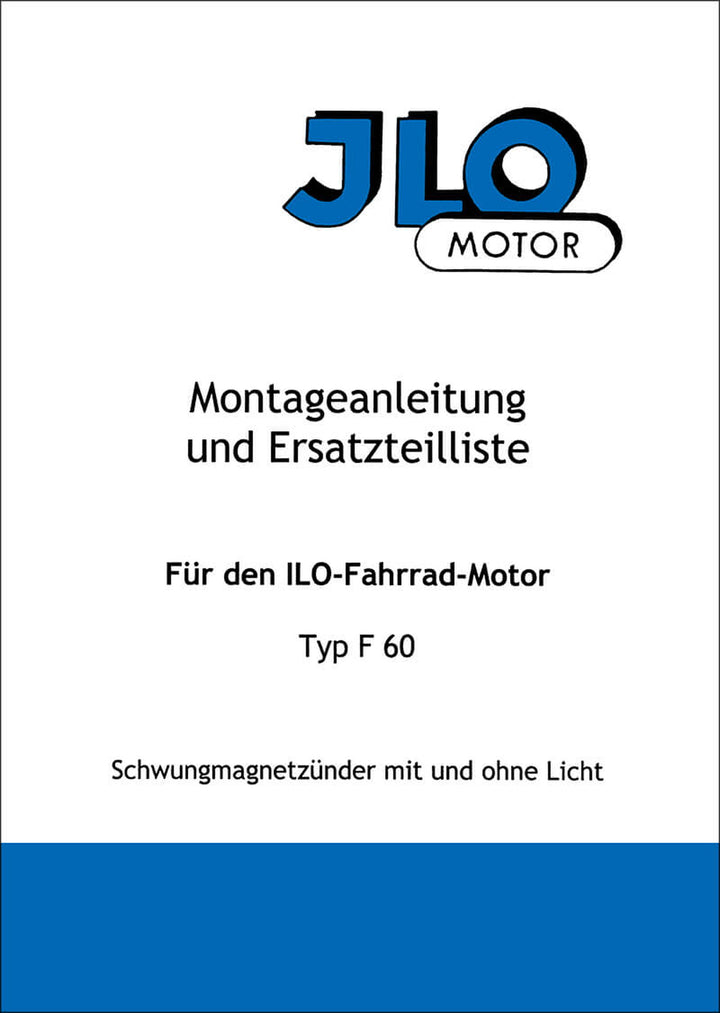 ILO F60 Fahrradmotor Reparaturanleitung und Ersatzteilkatalog, Titelseite