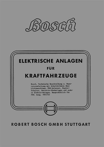 Bosch Elektrische Anlagen für Kraftfahrzeuge Reparaturanleitung, Titelseite