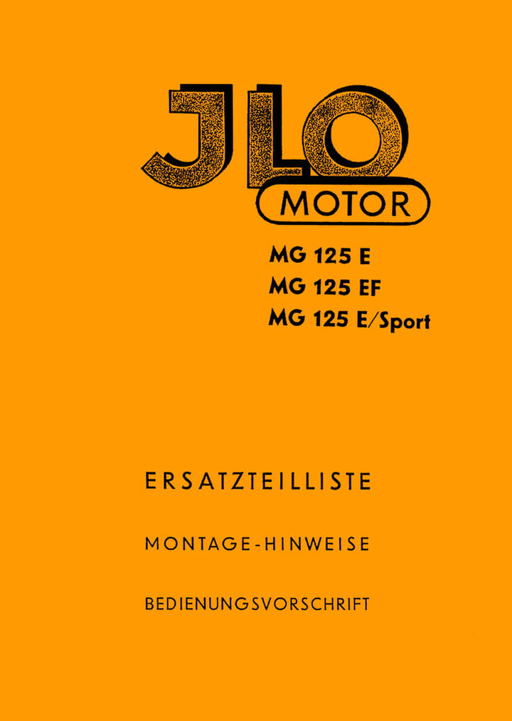 ILO MG125 E/EF/E-Sport Betrieb Teile Reparatur, Titelseite
