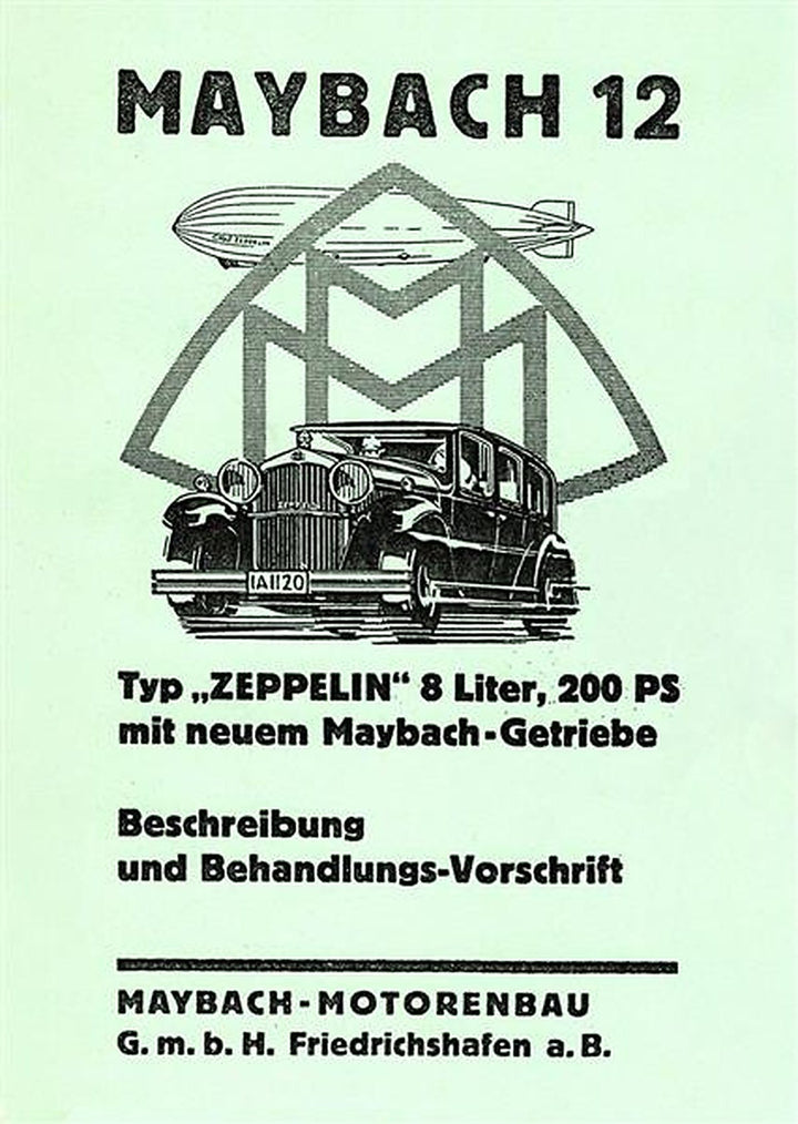 Maybach Zeppelin V-12 Motor Betriebsanleitung, Titelseite