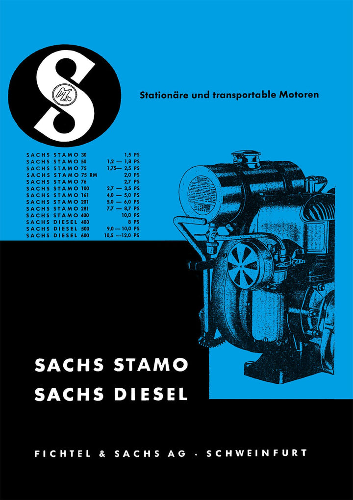 Sachs Stamo und Diesel Stationärmotoren Prospekt, Titelseite
