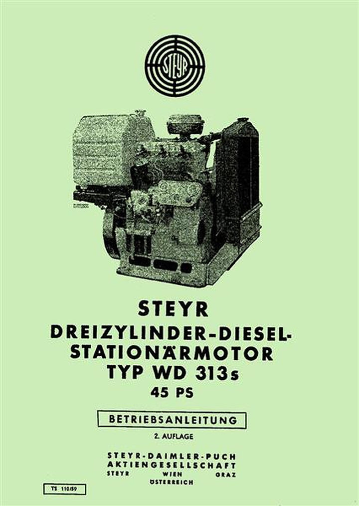 Steyr WD313s Stationärmotor Betriebsanleitung, Titelseite