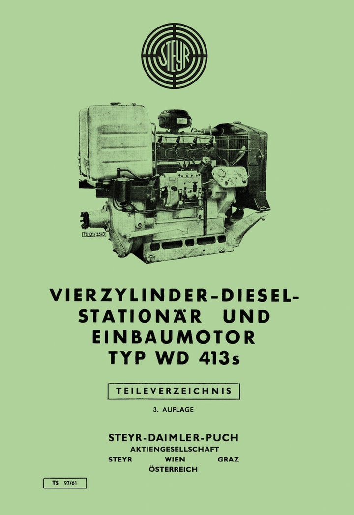 Steyr WD413s Stationärmotor Ersatzteilkatalog, Titelseite