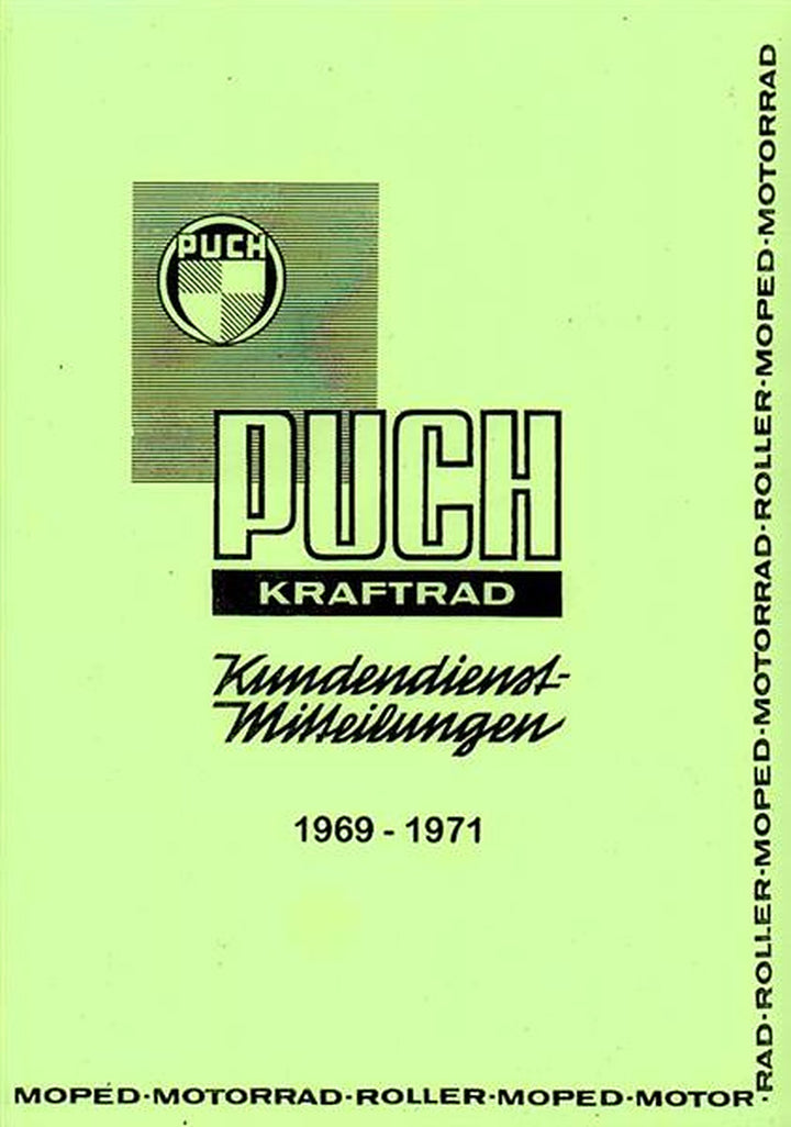 Puch Kundendienstmitteilungen für Werkstätten 1969-1971, Titelseite