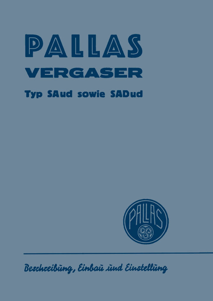 Pallas Vergaser SAud und SADud Bedienungsanleitung, Titelseite