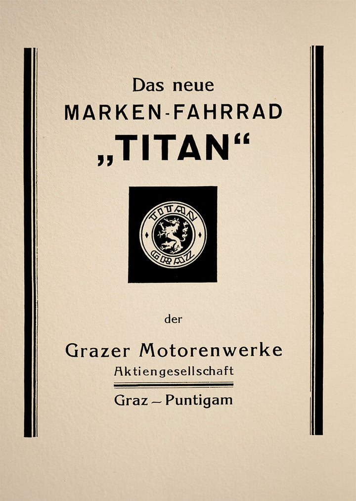 Titan Graz"Das neue Marken-Fahrrad", Prospekt, Titelseite