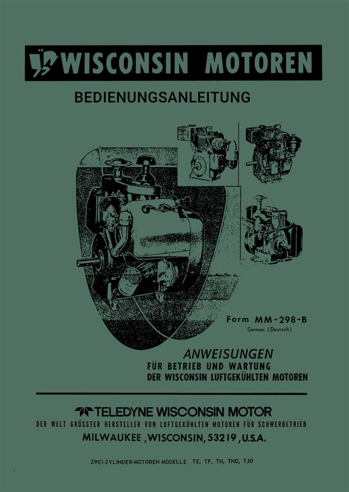 Wisconsin TE, TF, TH, THD, TJD luftgekühlte Motoren Bedienungsanleitung, Titelseite