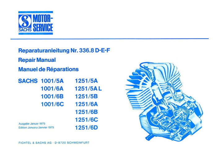 Sachs 1001 /5A/5A/6B/6C, 1251 /5A/5AL/5B/6A/6B/6C/6D Reparaturanleitung, Titelseite