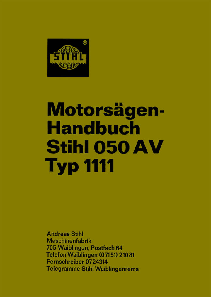 Stihl 050 AV Typ 1111, Motorsäge Handbuch, Titelseite