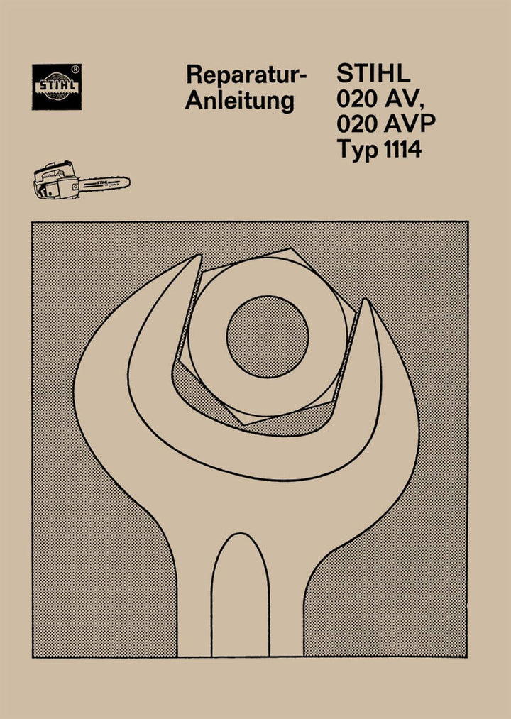 Stihl Motorsägen 020 AV und 020 AVP Typ 1114, Reparatur-Anleitung, Titelseite