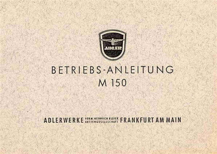 Adler M150 Betriebsanleitung, Buchcover