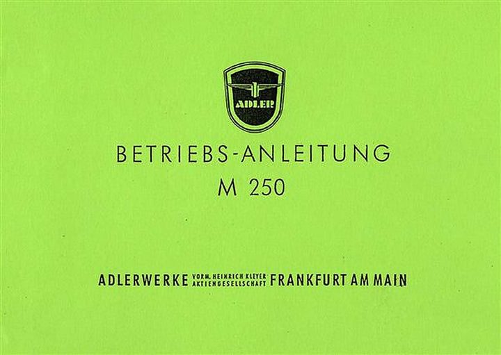 Adler M250 Betriebsanleitung, Buchcover