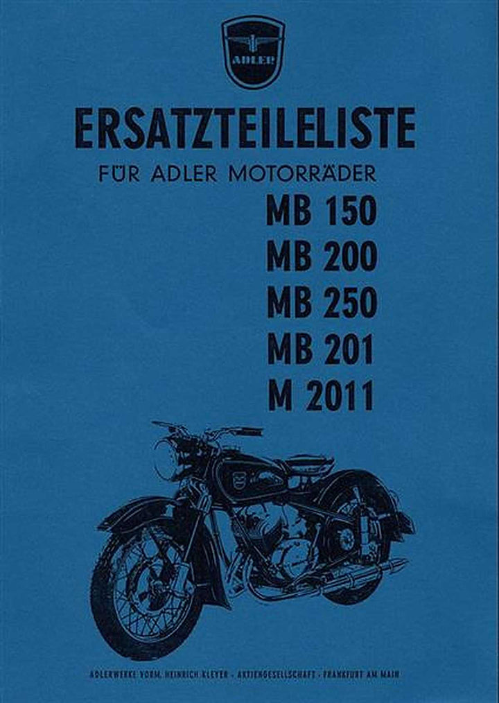 Adler MB150 MB200 MB201 MB250 M2011 Ersatzteilkatalog, Buchcover