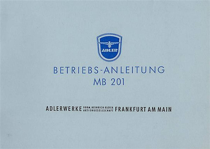 Adler MB201 Betriebsanleitung, Buchcover