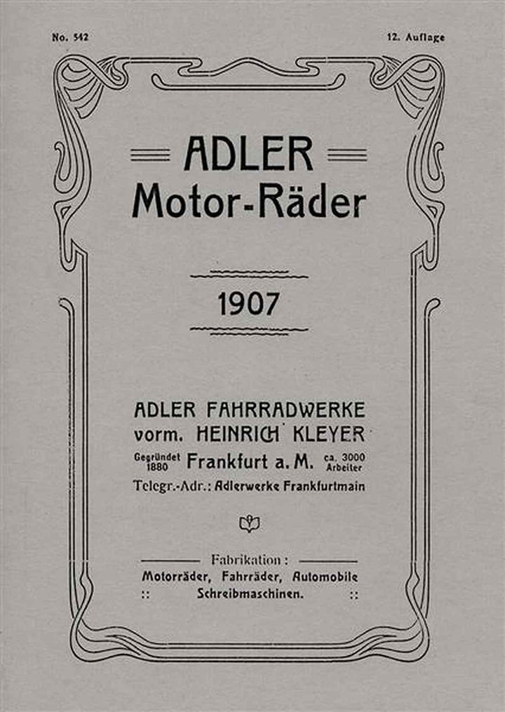 Adler - Motorräder 1907 Prospekt, Buchcover