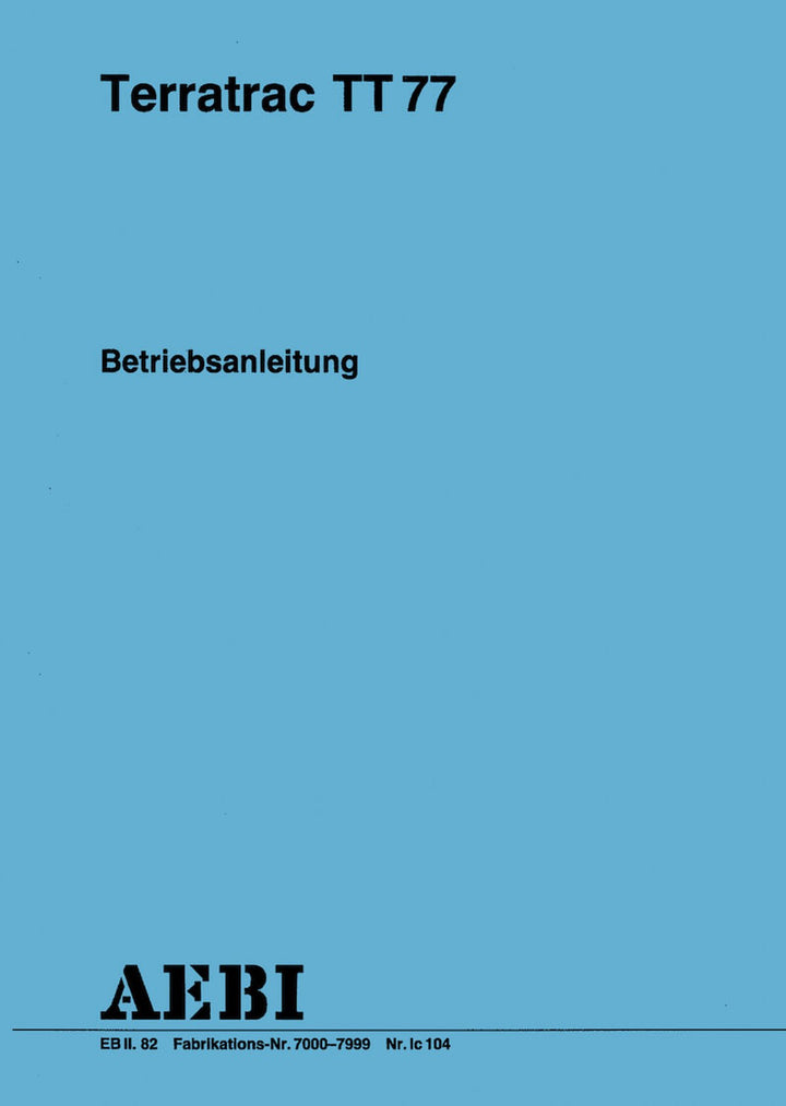 Aebi TT77 Betriebsanleitung, Buchcover