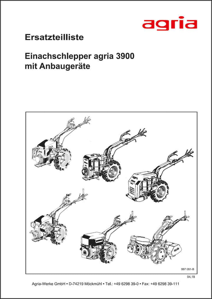 Agria 3900 Ersatzteilliste, Buchcover