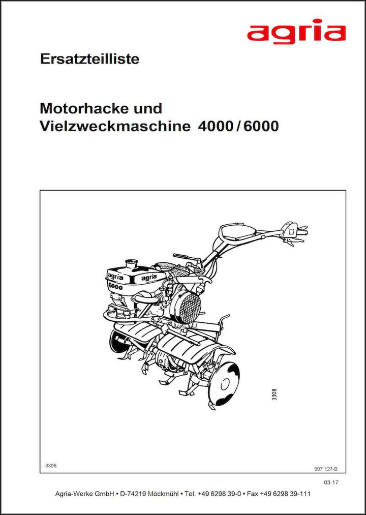 Agria 4000 und 6000 Ersatzteilliste, Buchcover