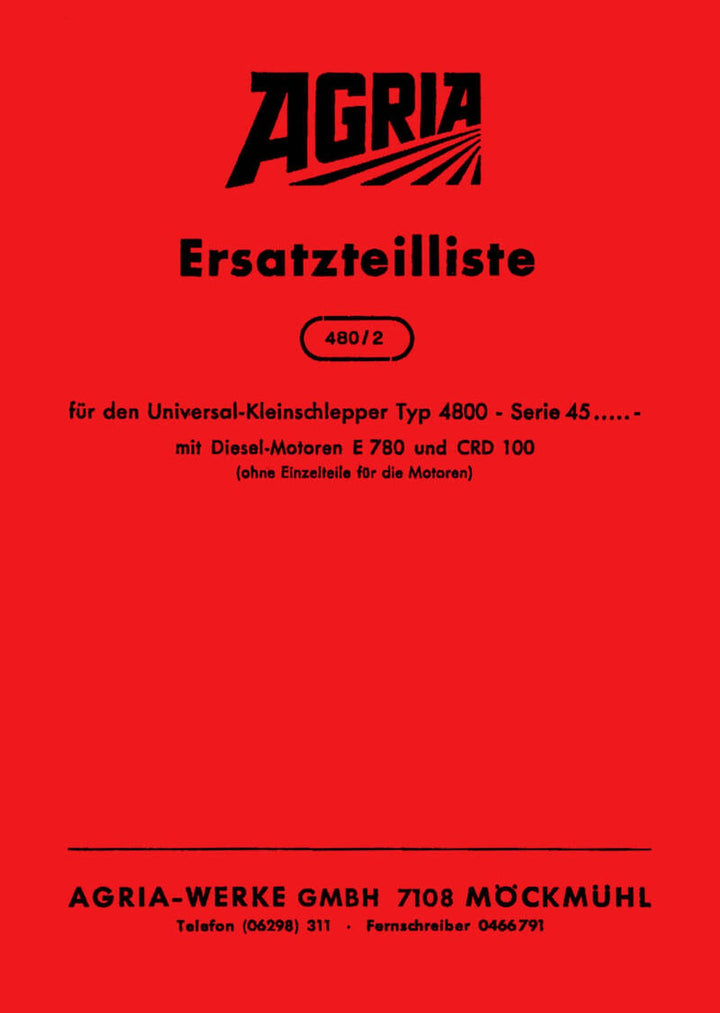 Agria 4800 Ersatzteilliste, Buchcover