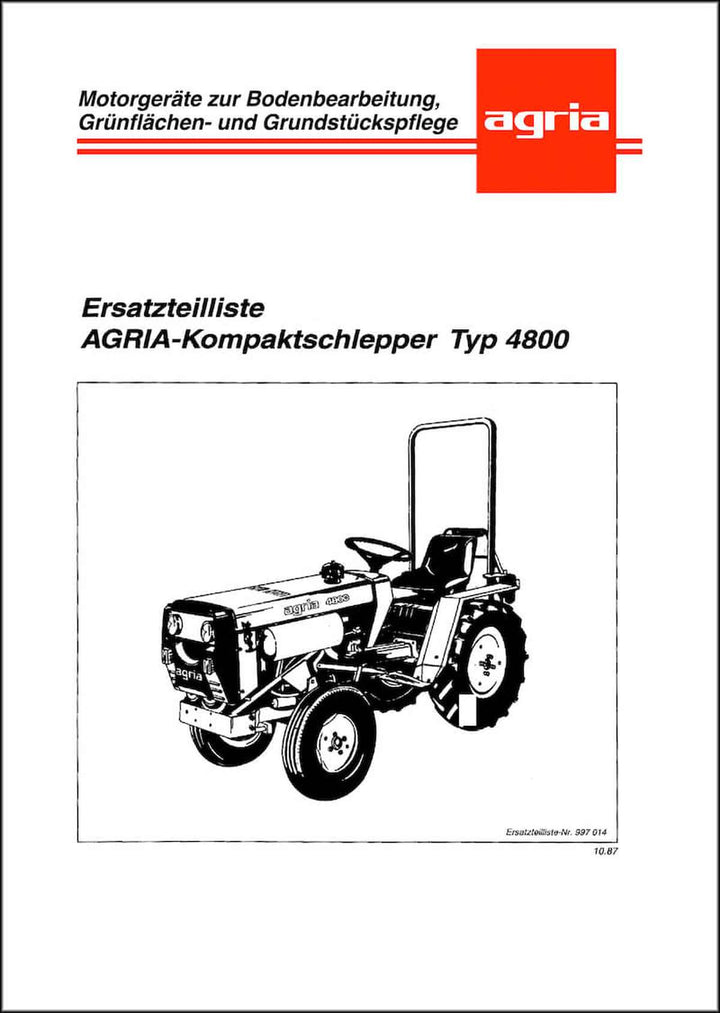 Agria 4800 Ersatzteilliste, Buchcover