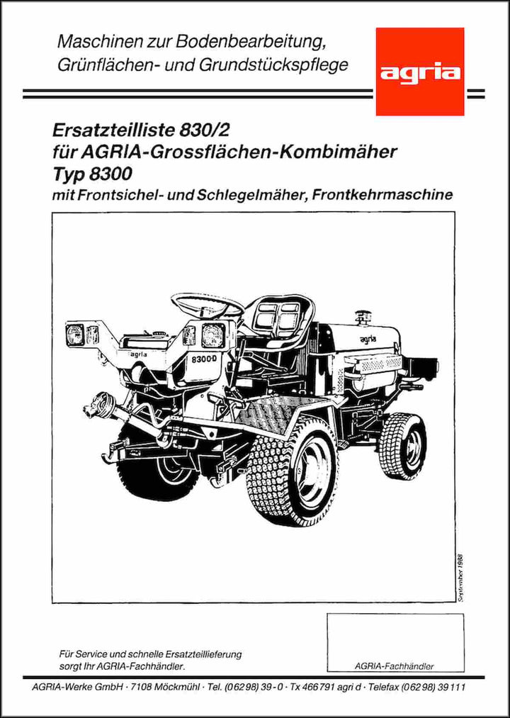 Agria 8300 Ersatzteilliste, Buchcover