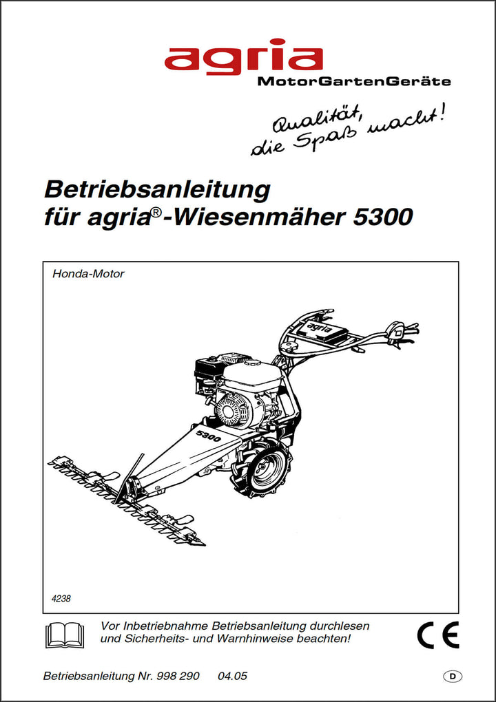 Agria 5300 Betriebsanleitung 998 290, Buchcover