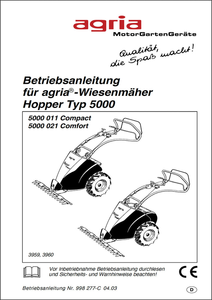 Agria 5000 011 und 5000 021 Hopper Betriebsanleitung, Buchcover