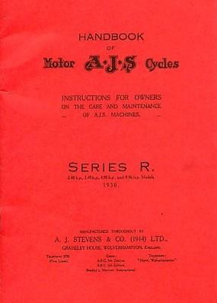 AJS Series R, 2,48 h.p.; 3,49 h.p.; 4,98 h.p. und 9,96 h.p. Models, Betriebsanleitung, Buchcover