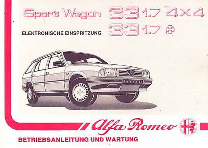 Alfa Romeo Sport Wagon Typ 33, 1,7 (4 x 4), Betriebsanleitung, Buchcover