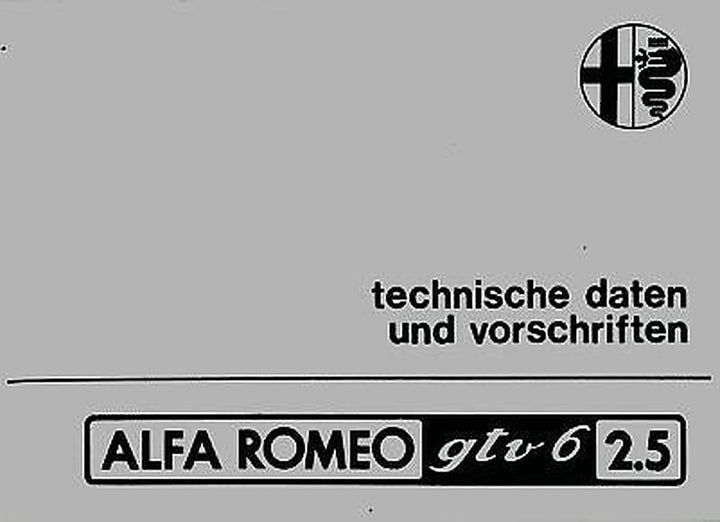 Alfa Romeo GTV 6 2,5, technische Daten und Reparaturvorschriften, Buchcover