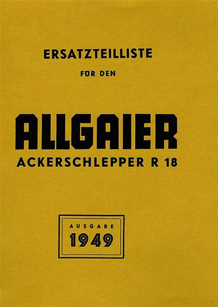 Allgaier R18 Traktor Ersatzteilkatalog, Buchcover