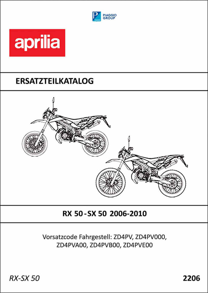 Aprilia RX50 & SX50 Ersatzteilkatalog, Buchcover