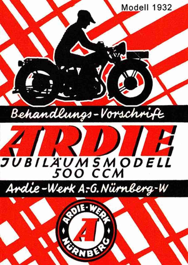 Ardie 500 ccm Jubiläumsmodell Betriebsanleitung, Buchcover