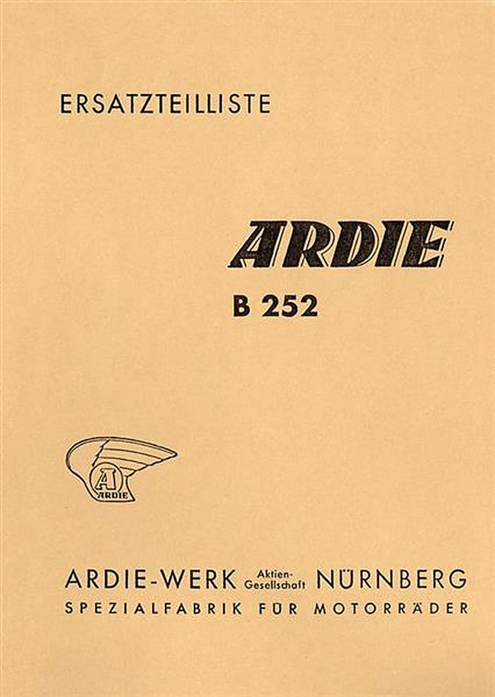 Ardie B252 Ersatzteilkatalog, Buchcover