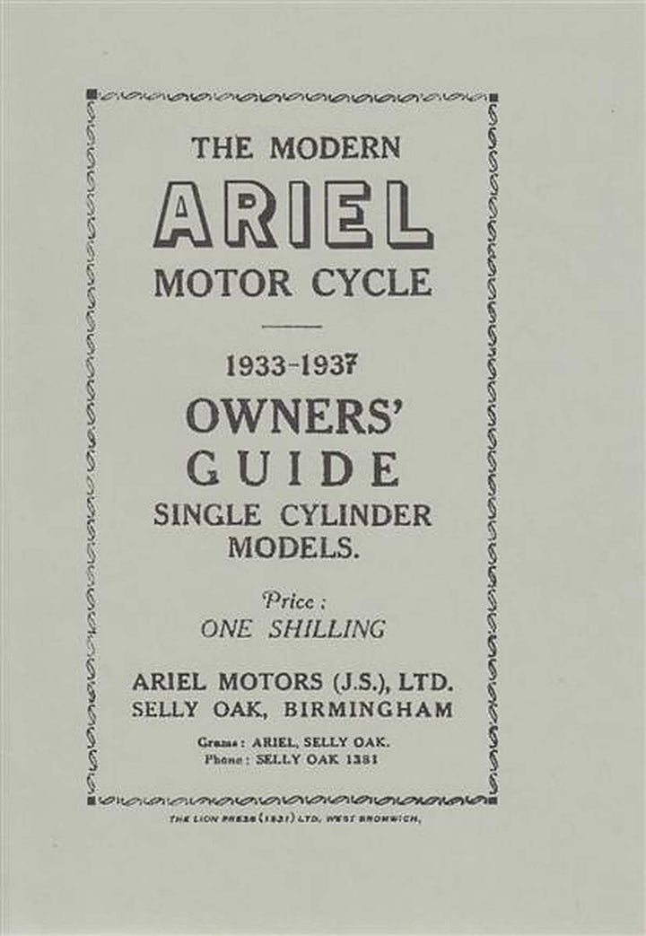 Ariel Single-Cylinder Models SV and OHV, 1933 - 1937, Owner&