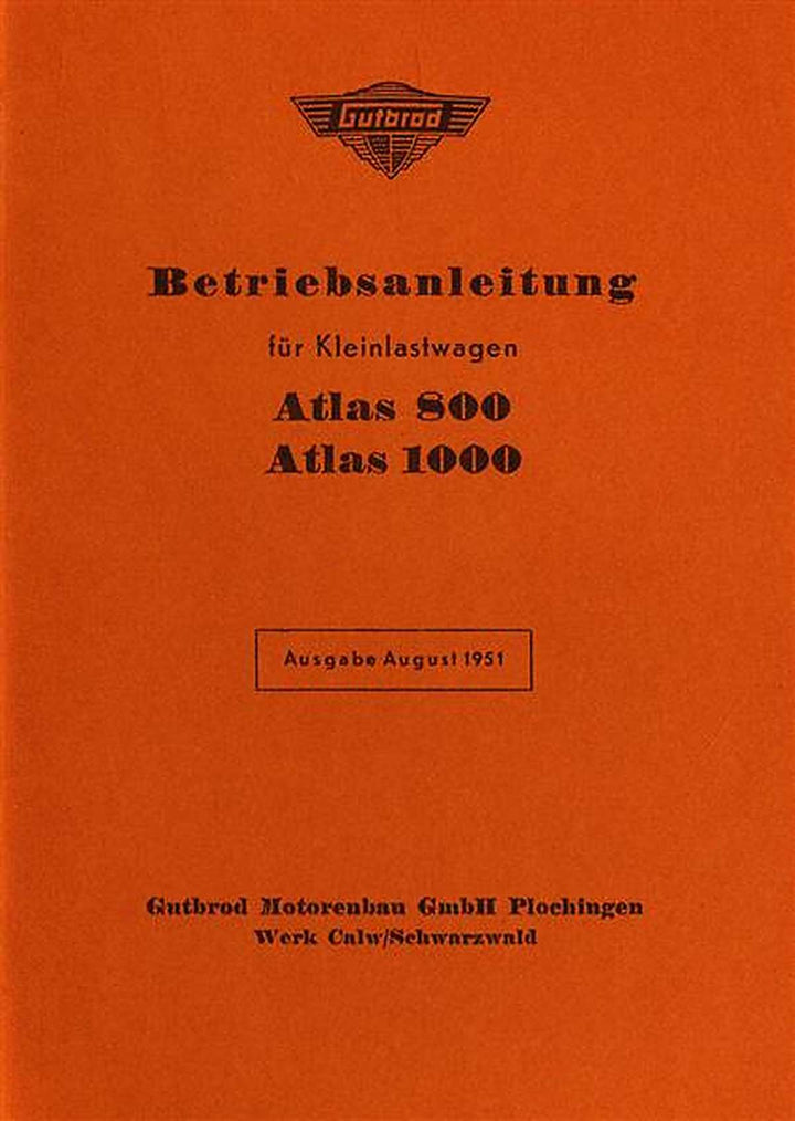 Gutbrod Atlas 800 und Atlas 1000 Betriebsanleitung, Buchcover