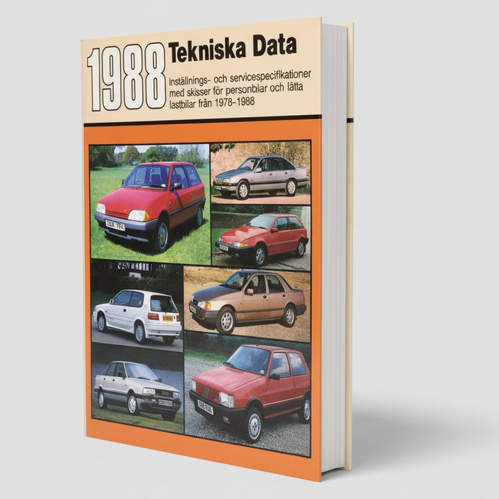 Autodata Indstillings- og servicespecifikationer med skitser for biler og lettere varevogne fra 1978-1988., Buchcover