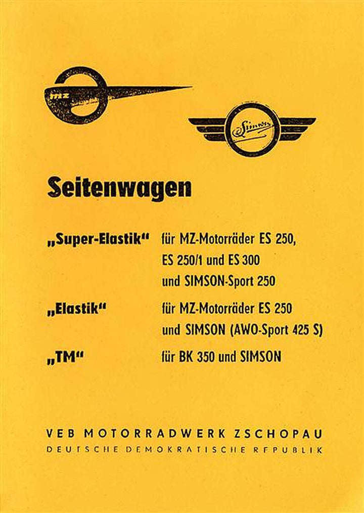 Simson AWO/ MZ/ IFA/ Simson Superelastik/ Elastic/ TM Seitenwagen Ersatzteilkatalog, Buchcover