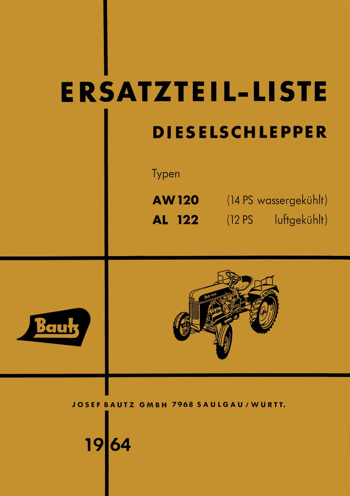Bautz AW120 und AL122 Traktor Ersatzteilkatalog, Buchcover