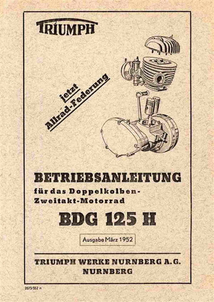 Triumph Motorrad BDG 125 H Betriebsanleitung, Buchcover