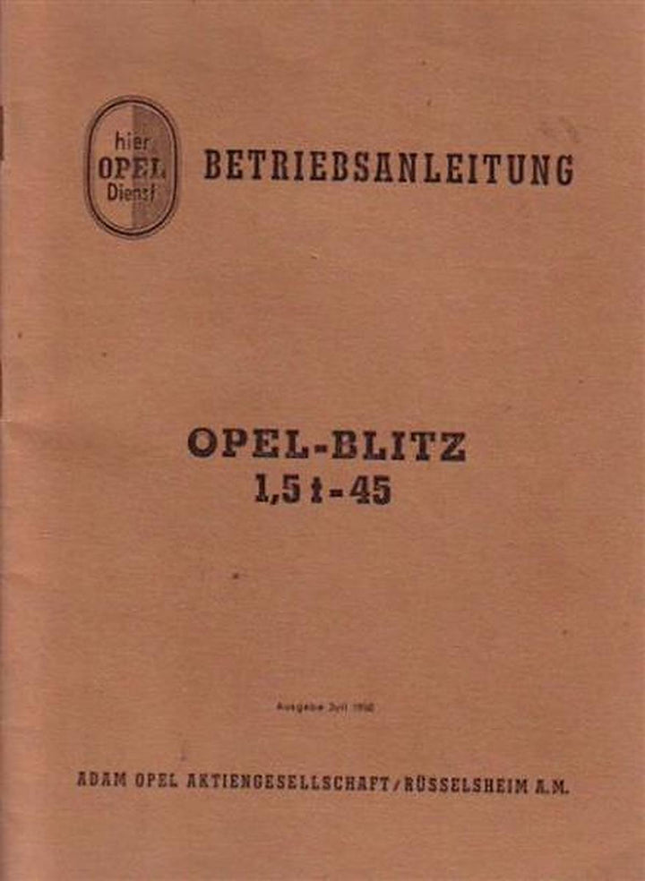 Opel Blitz 1,5 t Betriebsanleitung, Buchcover