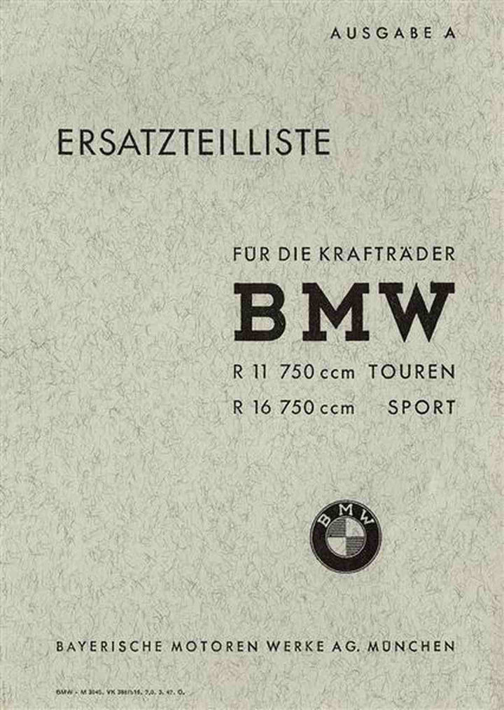 BMW R11 und R16 Ersatzteilkatalog, Buchcover