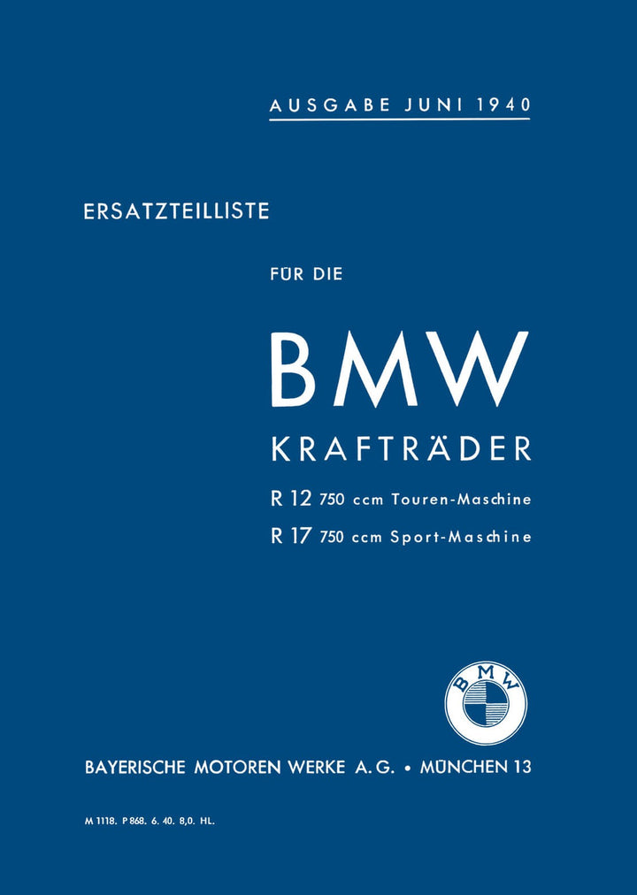 BMW R12 und R17 mit Seitenwagen Ersatzteilkatalog, Buchcover
