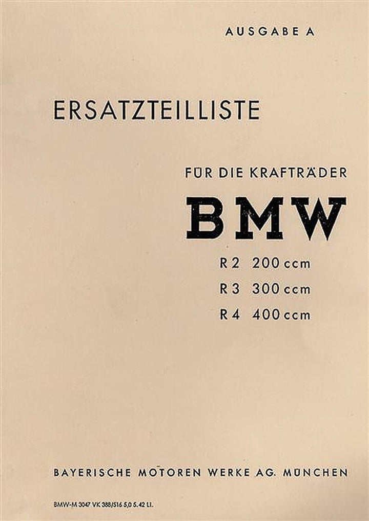 BMW R2 R3 R4 Ersatzteilkatalog, Buchcover
