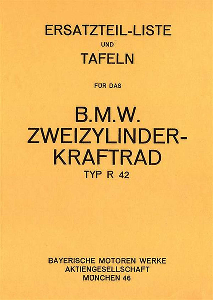 BMW R42 Ersatzteilkatalog, Buchcover