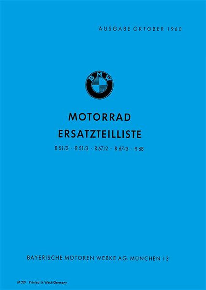 BMW R51/2 R51/3 R67/2 R67/3 R68 Ersatzteilkatalog, Buchcover