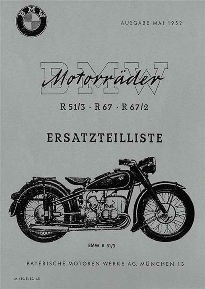 BMW R51/3 R67 und R67/2 Ersatzteilkatalog, Buchcover